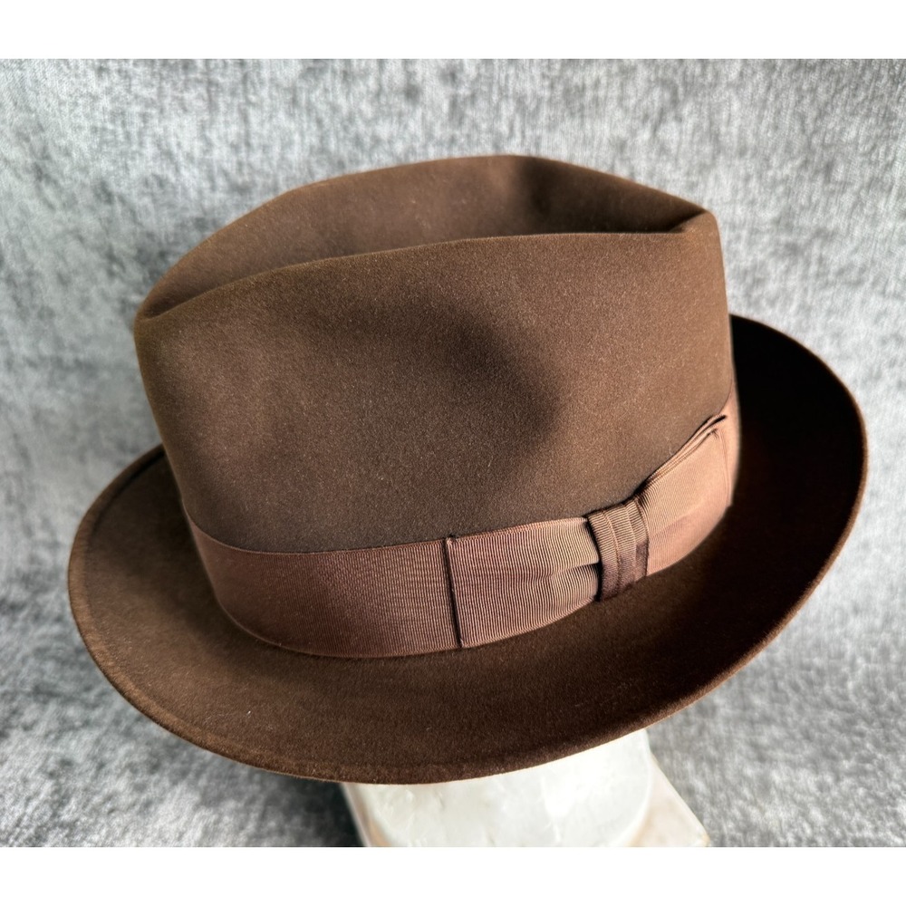 VTG Resistol Brown Beaver XXX Fedora Hat Byer-Rolnick Kushable Lining Mens 7 1/8